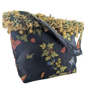 Social Butterfly Dallas Floral Tapestry Tote Bag‎ Beaded Trim Purse